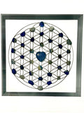 Lapis Lazuli crystal grid art work, framed crystal picture for strength, courage & wisdom, gift for girlfriend, wife, husband, boyfriend