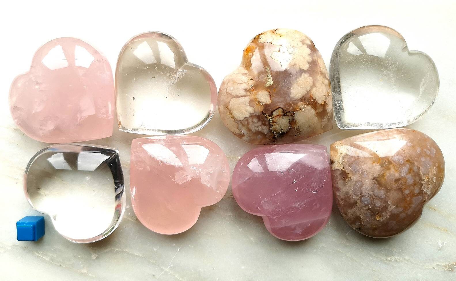 Large Crystal Puffy Hearts, Rose Quartz Heart, Flower Agate Heart, Ethically Sourced, UK Crystals, Mother's Day Gift, Birthday Present