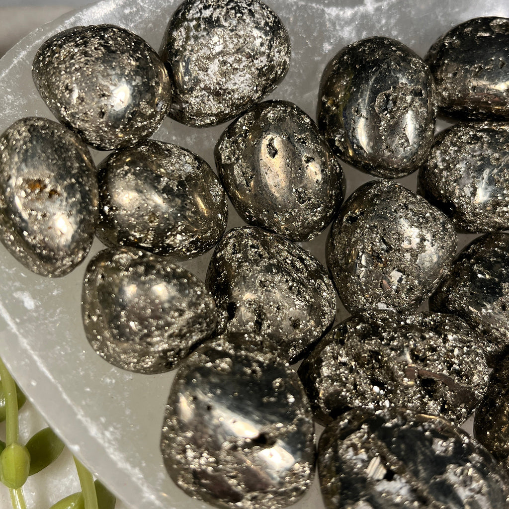 Pyrite Tumblestones, Crystals to Attract Abundance and Wealth, Fools Gold Tumbles