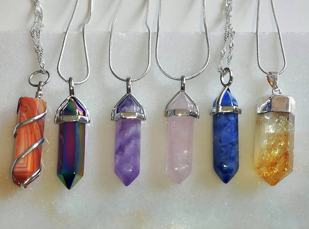 Crystal Point Necklaces,  Crystal Pendant on Silver Chain, Sterling Silver Crystal Jewellery, Ethically Sourced UK Crystal Gifts