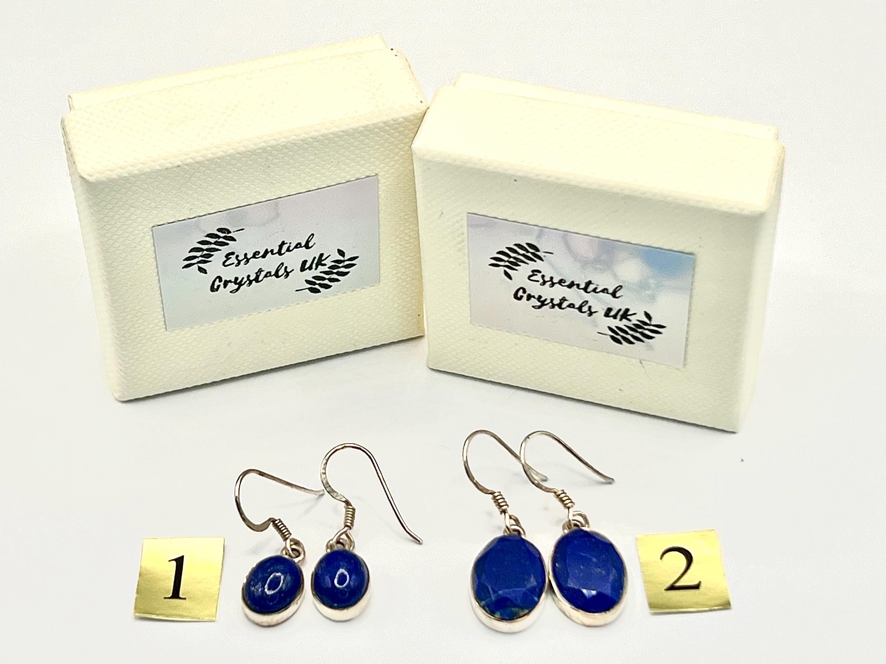Sterling silver Lapis Lazuli dangle earrings, third eye chakra gemstone drop earrings, metaphysical shops, September Birthday gift for her