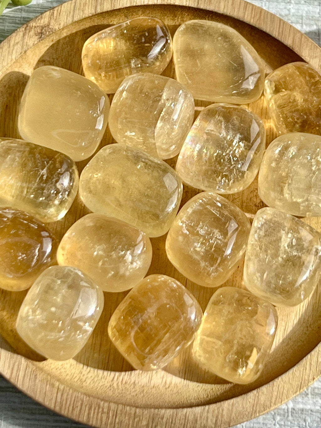 Honey Calcite tumblestones, third eye chakra stone, solar plexus chakra crystal, ethically sourced UK crystal shop, Crystal gift for harmony