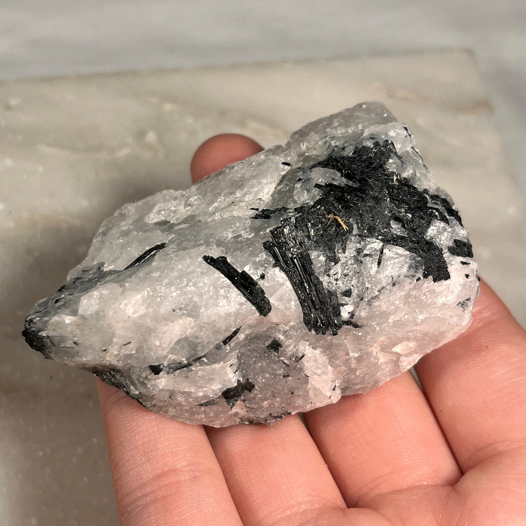 Raw Tourmaline in Quartz, Tourmilated Quartz, Protection Stone, Consciously Sourced UK Crystals
