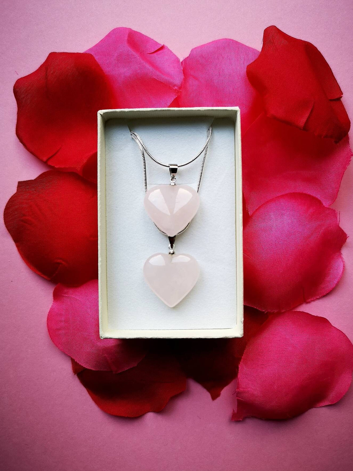 Matching Rose Quartz Crystal Necklaces, Mum & Daughter Jewellery Gift, UK Crystals, Birthday Gift for sisters, Best friends necklaces