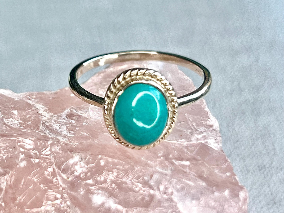 Chrysocolla Crystal Ring, 925 Sterling Silver, UK size W, Gemstone Jewellery, Crystal gift for calming, Ethically sourced, metaphysical shop