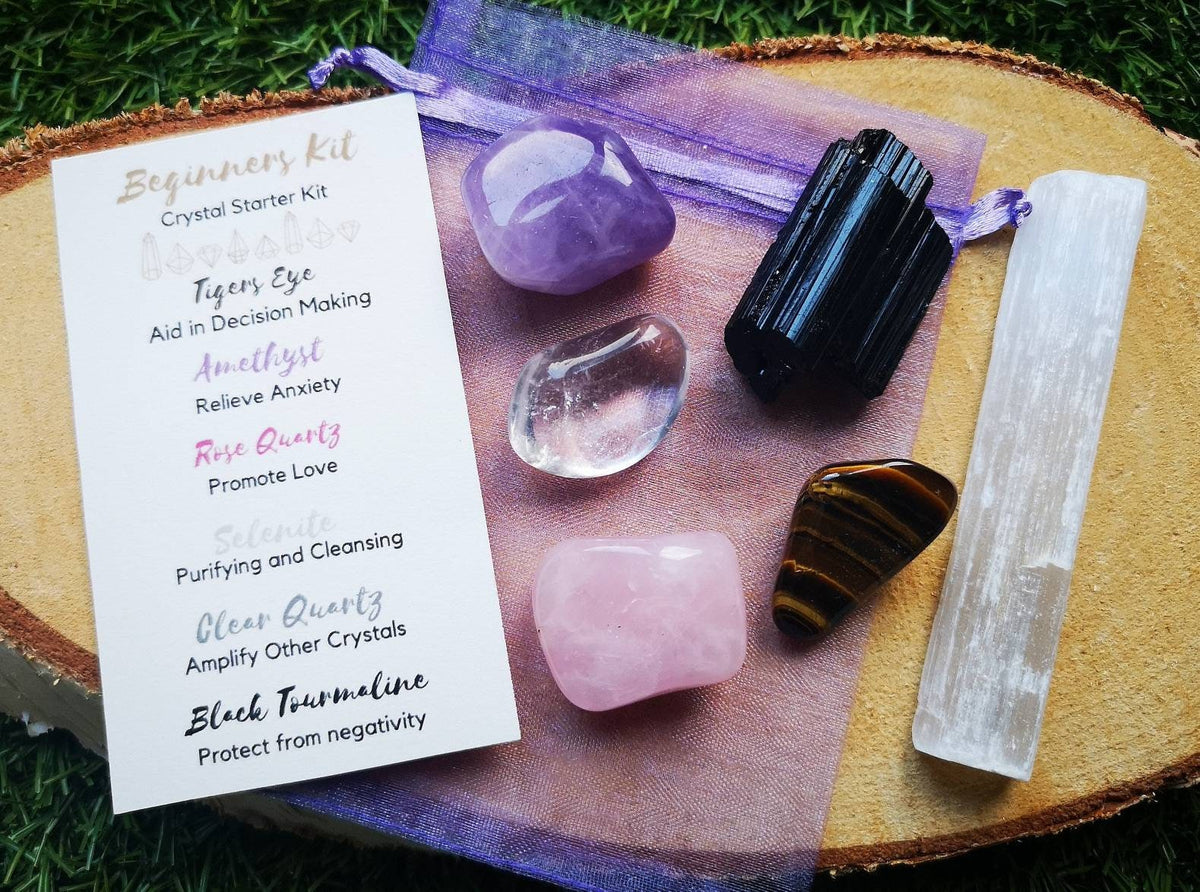 Beginners Crystal Kit, Crystal Starter Kit, UK Crystals, Ethically Sourced Healing Crystals, Unique Gift, Rose Quartz, Amethyst, Tigers Eye