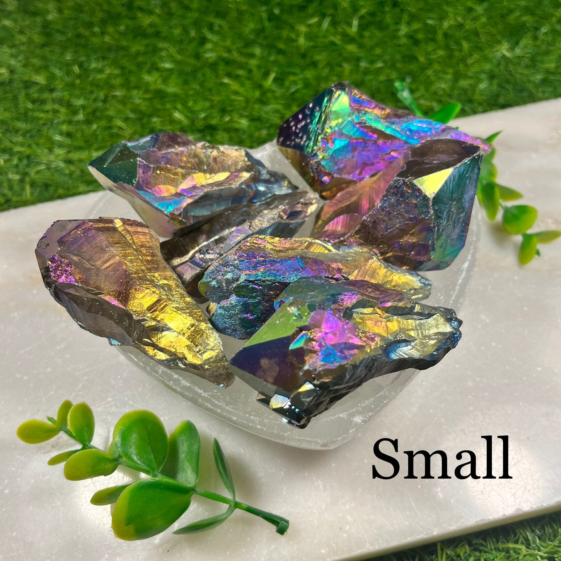 Titanium Aura Quartz Rainbow Points , Aura Quartz , Consciously Sourced Crystals