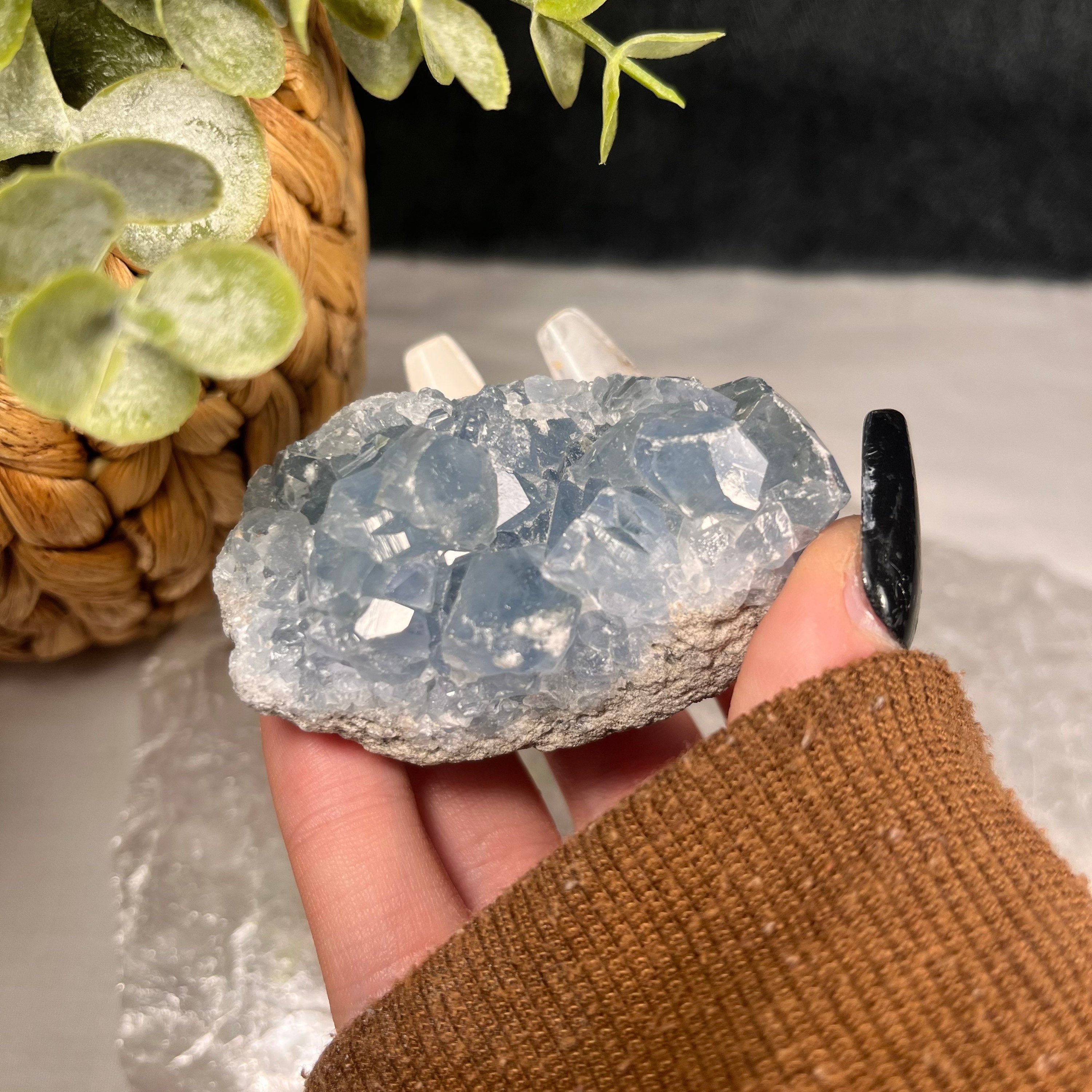 Raw Celestite Clusters, Throat Chakra Healer, Celestite Geodes, Blue Crystals. Consciously Sourced | UK Crystals