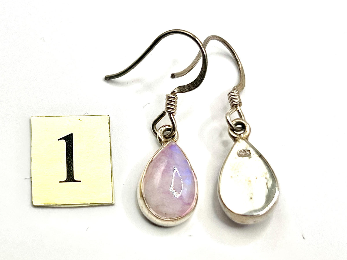 Sterling Silver Pink Moonstone Drop Earrings, Heart Chakra Crystal Dangle Earrings, Metaphysical Shop, June Birthday Gemstone Gift for her