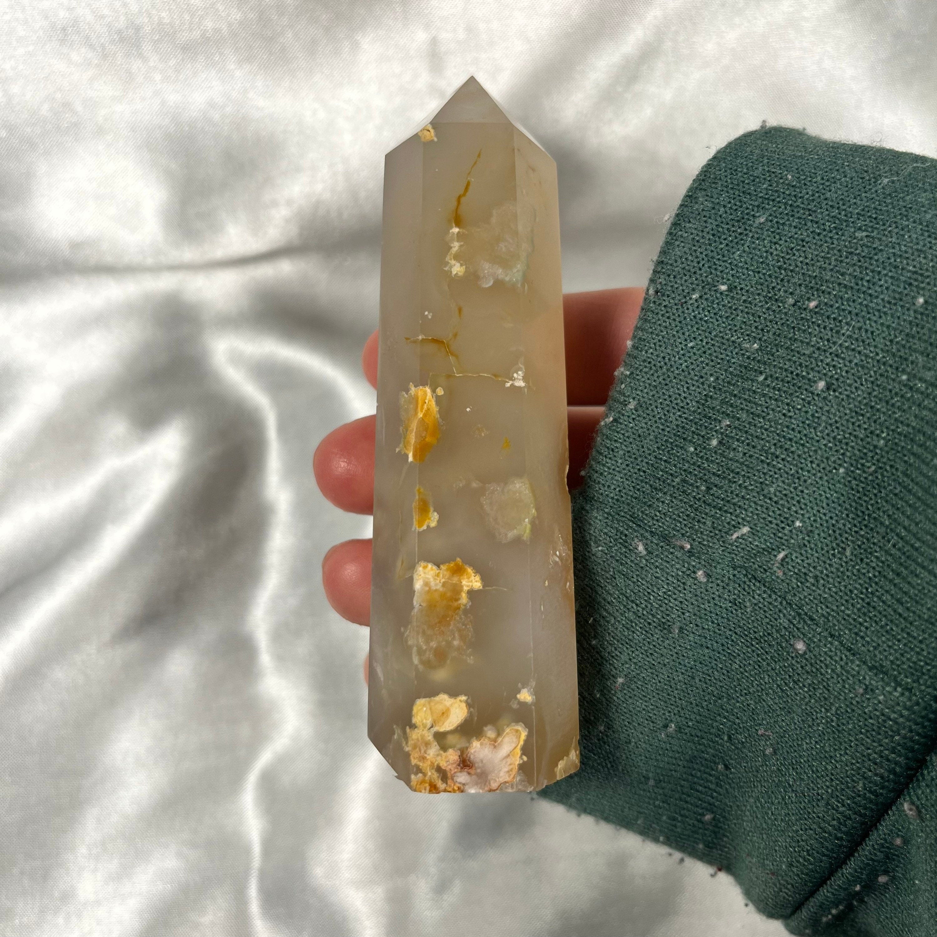 Flower Agate Tower, Flower Agate Points, Crystal Obelisks, Flower Agate Carvings, Connect to Divine Feminine | Consciously Sourced