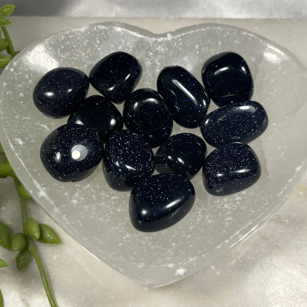 Blue Goldstone Tumblestones , Manmade Crystals , Goldstone , Consciously Sourced , UK Crystals