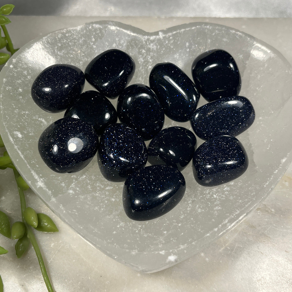 Blue Goldstone Tumblestones , Manmade Crystals , Goldstone , Consciously Sourced , UK Crystals