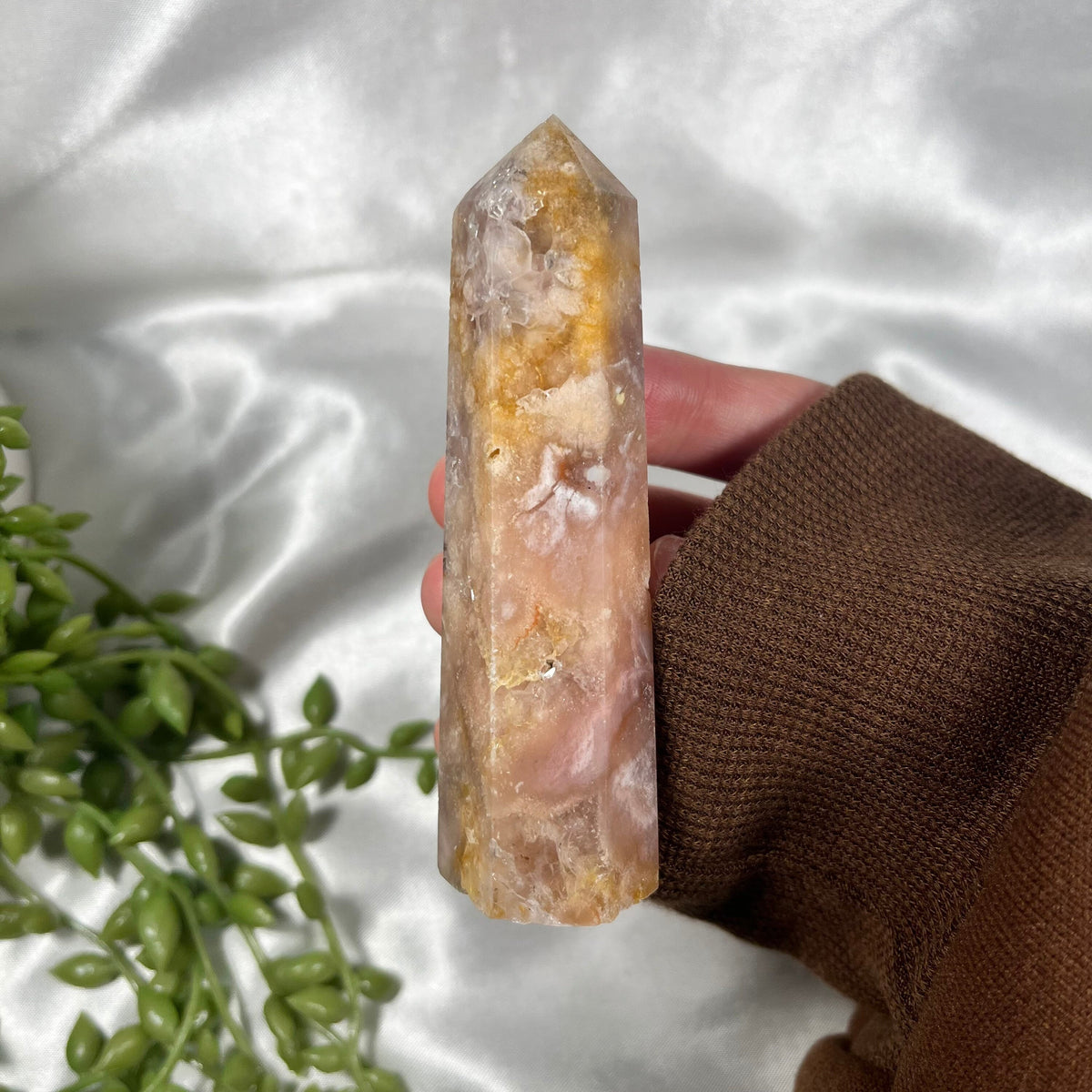 Flower Agate Towers, Flower Agate Points, Crystal Obelisks, Flower Agate Carvings, Connect to Divine Feminine | Consciously Sourced