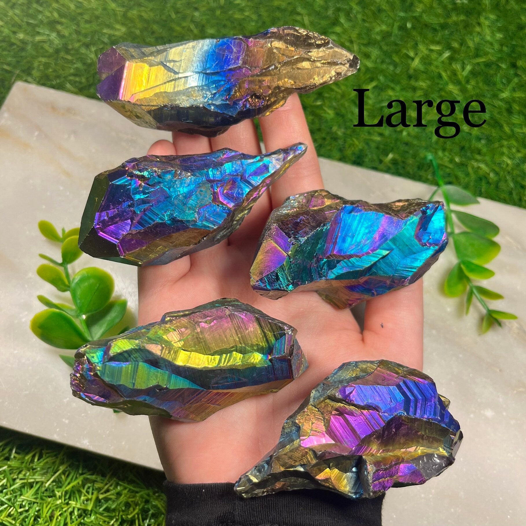 Titanium Aura Quartz Rainbow Points , Aura Quartz , Consciously Sourced Crystals