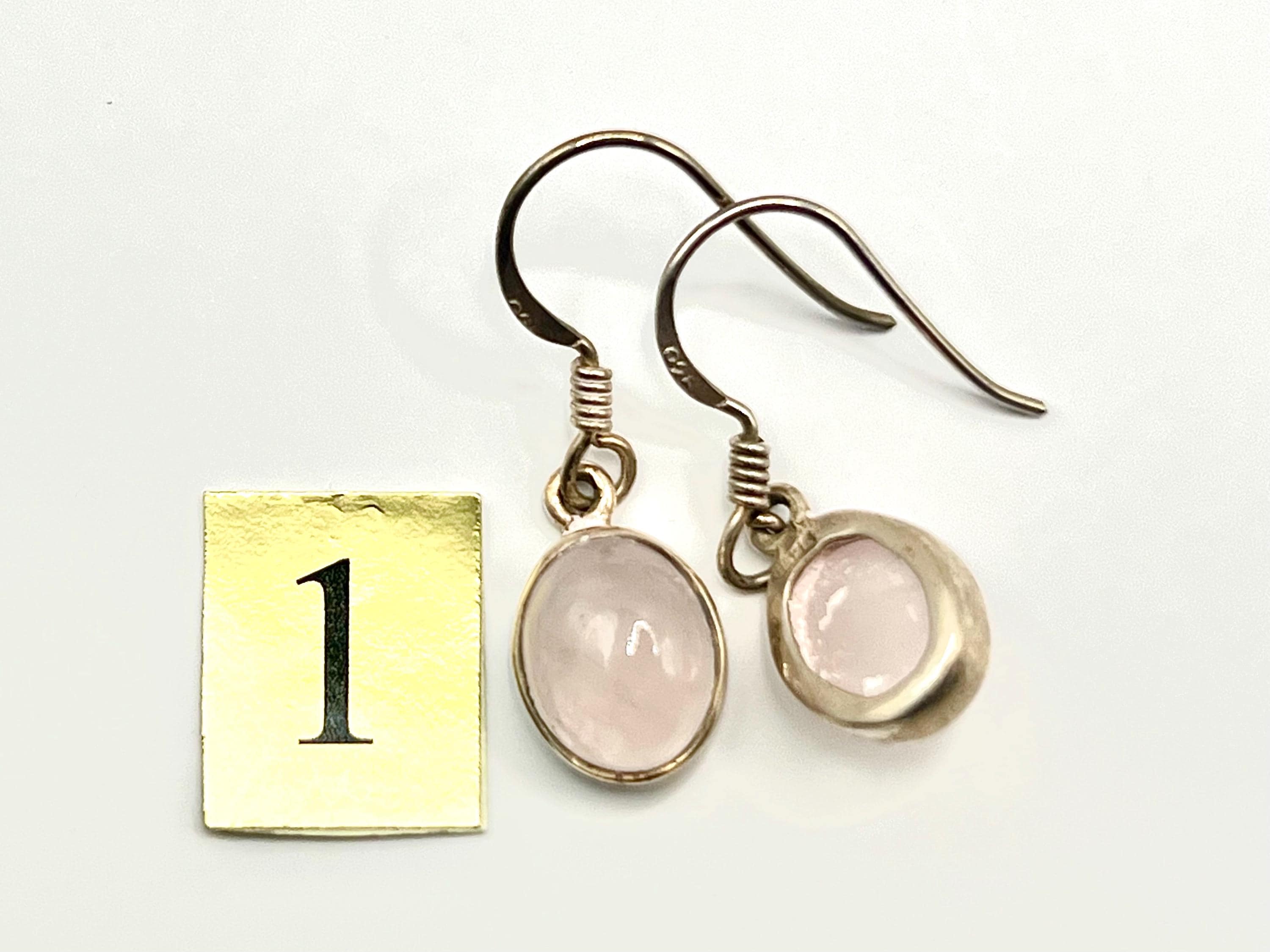 Sterling silver rose quartz dangle earrings, heart chakra gemstone drop earrings, metaphysical shops, October birthday gift for her