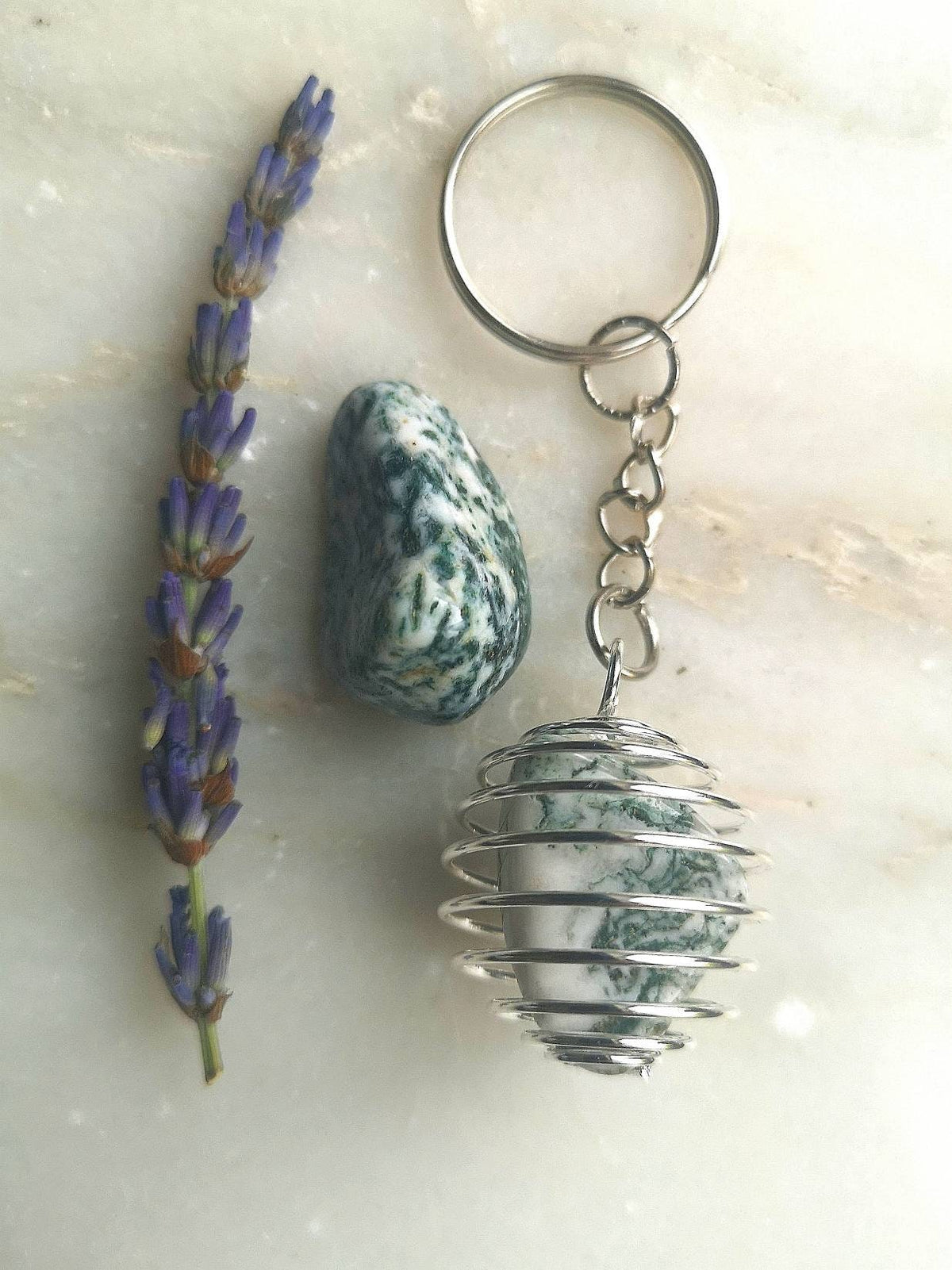 Crystal Healing Keyring, Amethyst, Opalite, Quartz, Obsidian