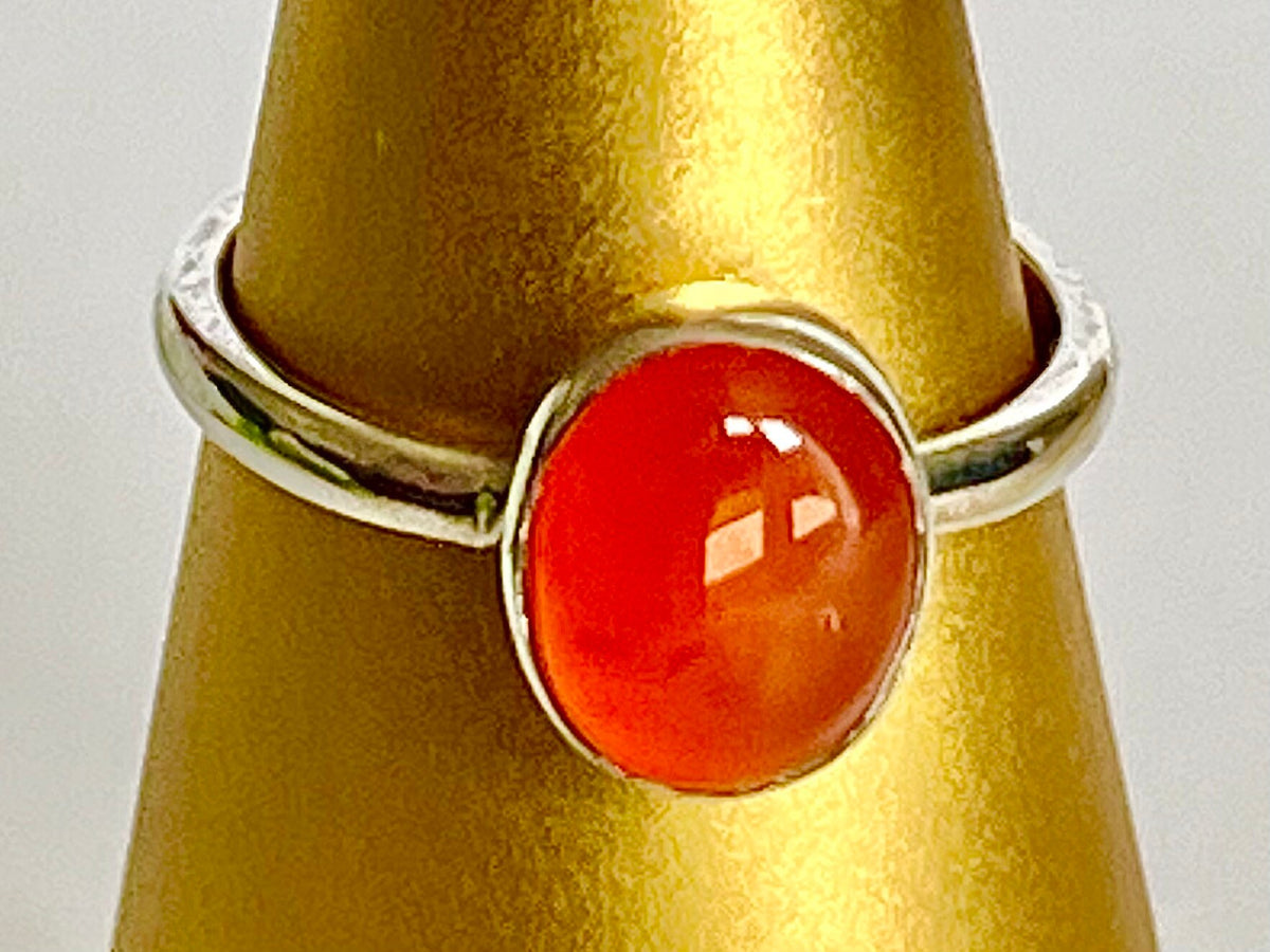 Carnelian Crystal Rings, Sterling Silver Size N, Crystal Jewellery, Gift for her, Red Carnelian Gemstone, UK Ethically Sourced