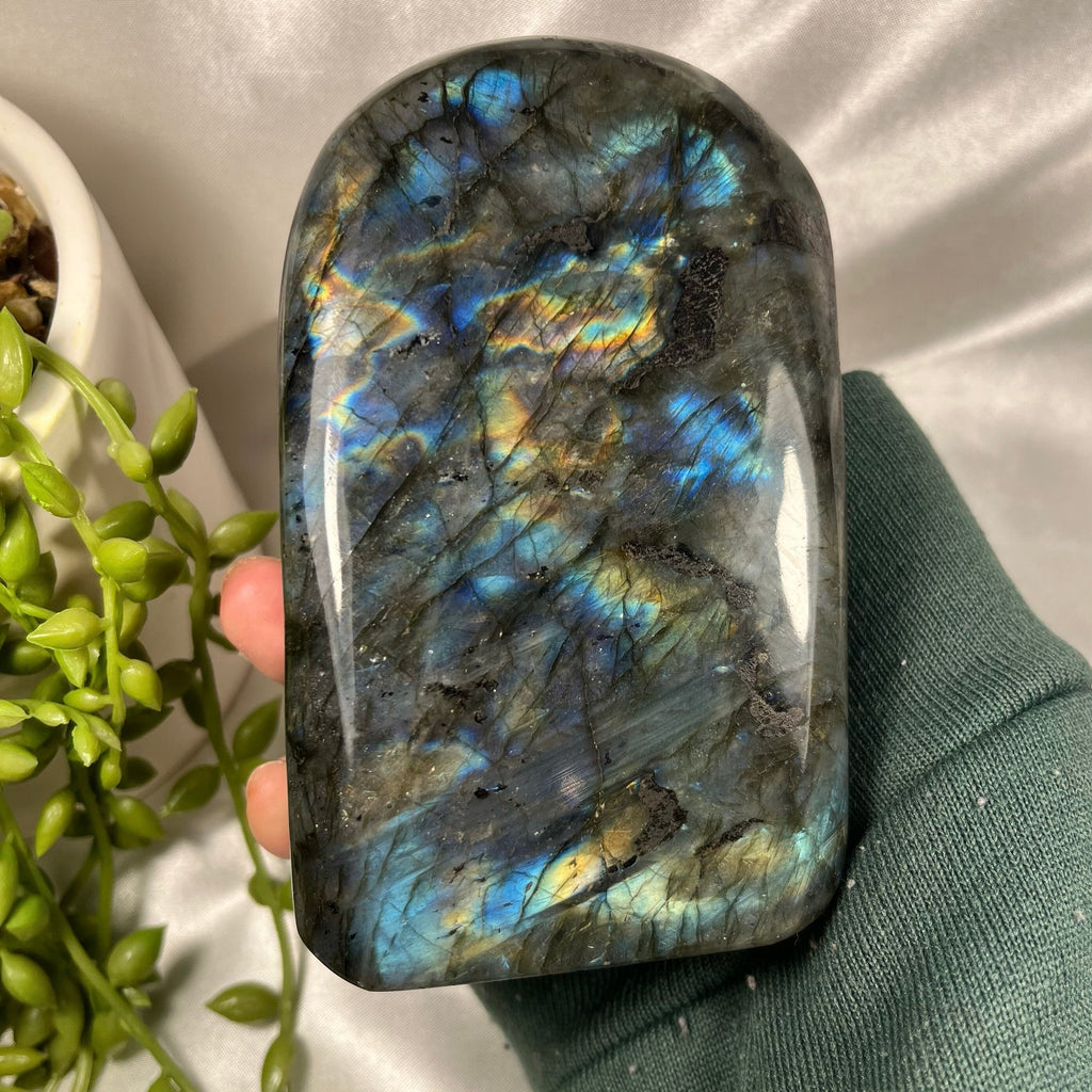 Labradorite Freeform , High Flash Standing Labradorite, Third Eye and Crown Chakra, Consciously Sourced, 765g
