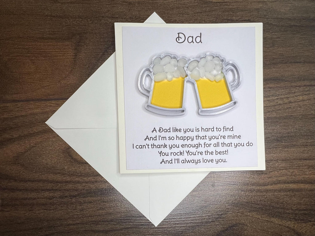 Dad You Rock Card, Beer Pint Tankard and Seaglass Picture, Drinks Gift for him, Fathers Day, Birthday or Christmas, Seaham Glass, 3D Printed