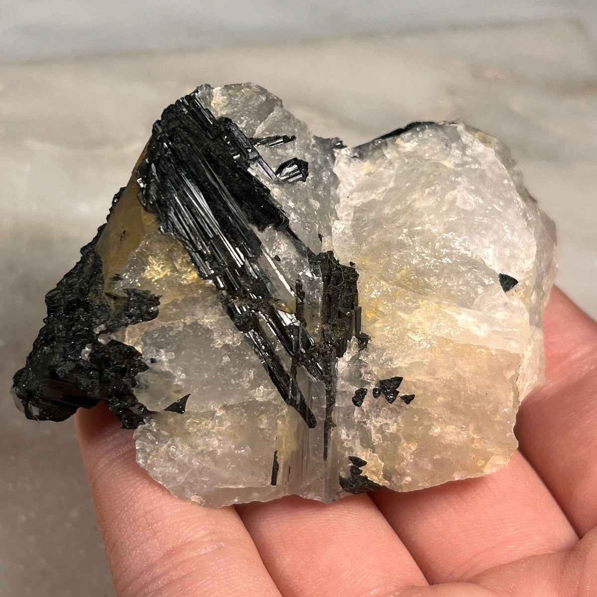 Raw Tourmaline in Quartz, Tourmilated Quartz, Protection Stone, Consciously Sourced UK Crystals