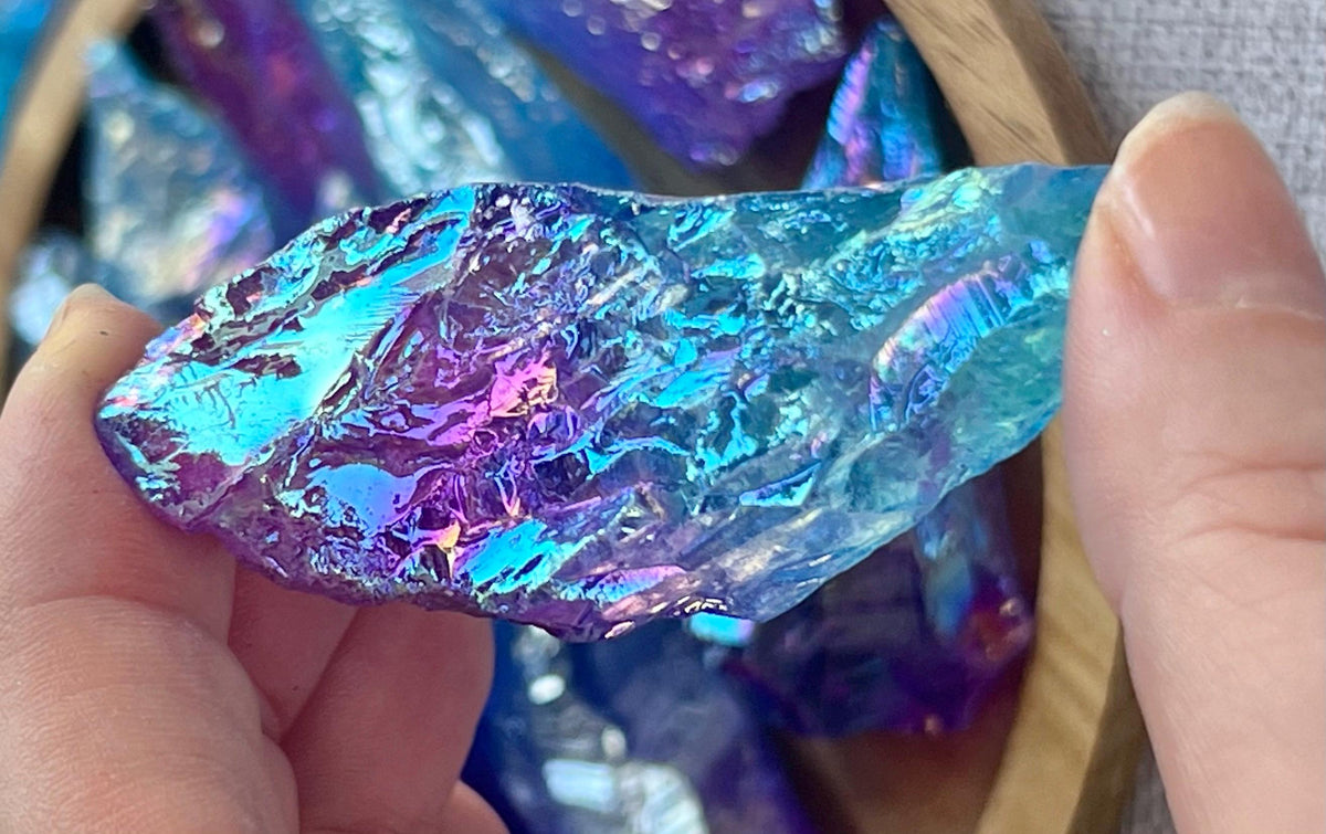 Pink & Blue Aura Quartz Crystal, Ethically Sourced Gemstone Gift
