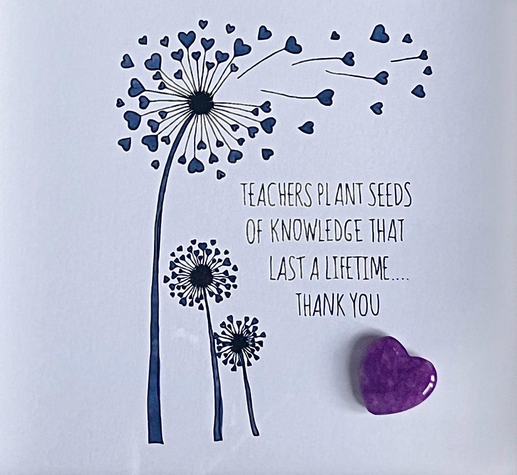 Teacher thank you gift, framed crystal heart and poem, metaphysical shop, wall art decor, gemstone gift, choose your own crystal present