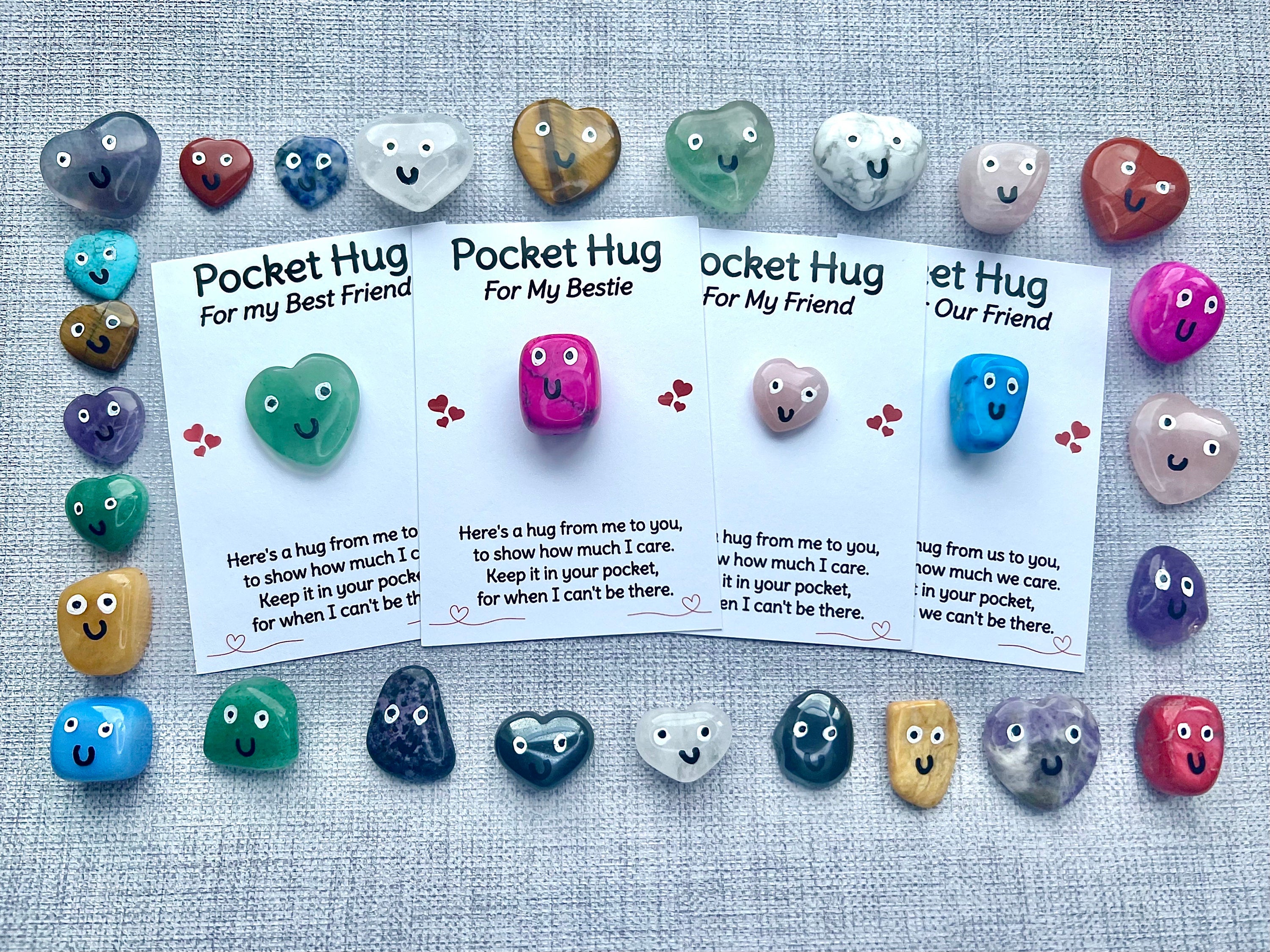 Pocket Hug Crystal for my Best Friend, Gift and card for my Bestie, Miss you present for our friend, Thinking of you Birthday letterbox gift