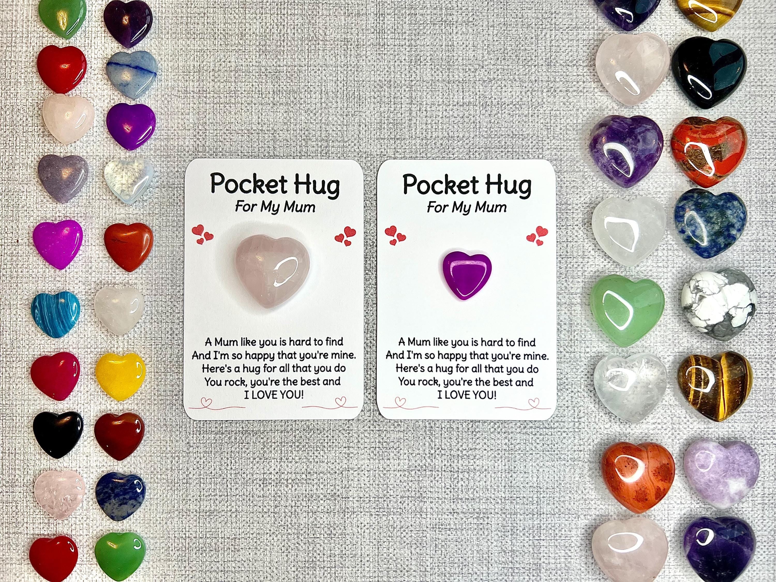 Crystal Heart Pocket Hug for Mum, Crystal letterbox gift, Thinking of you present, Gift Card Poem, Choose Crystal Type, Metaphysical UK Shop