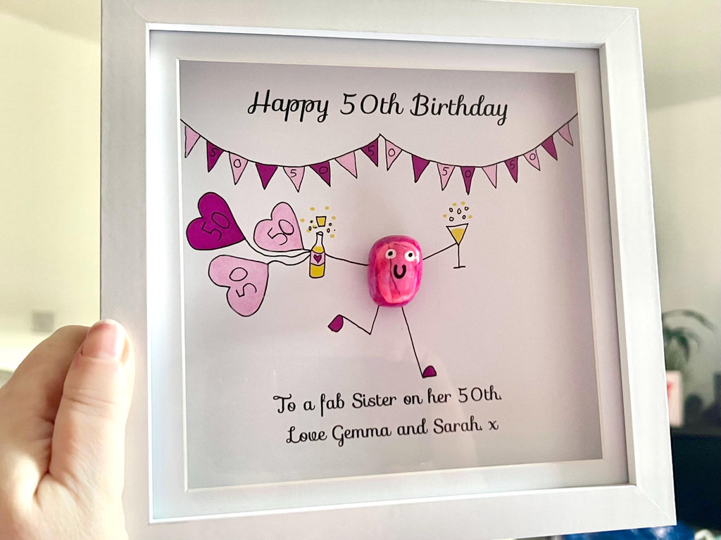 Personalised Birthday Crystal Wall Art Frame, Hand painted 13th, 16th, 18th, 21st, 30th, 40th, 50th, 60th, 70th, 80th, 90th, 100th gift idea
