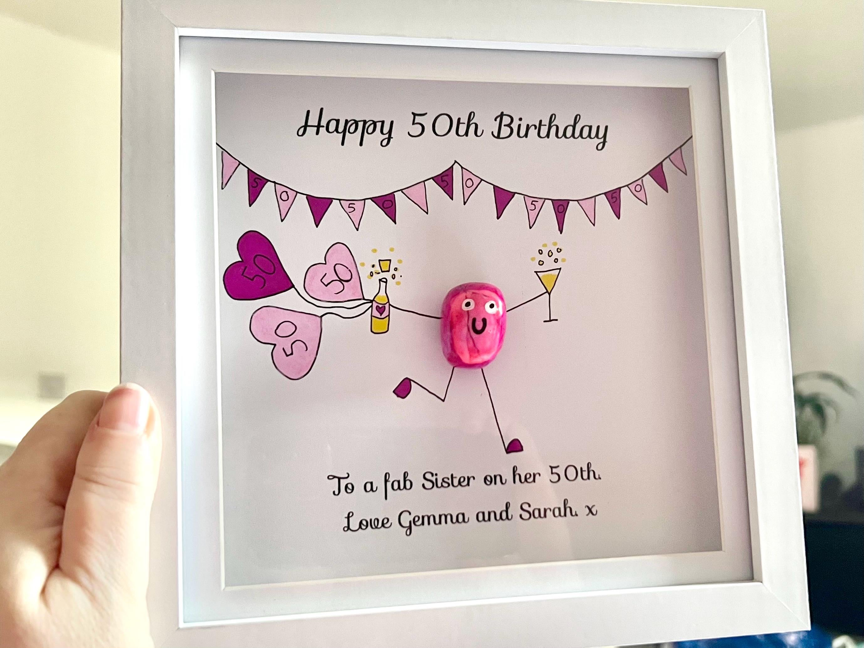 Personalised Birthday Crystal Wall Art Frame, Hand painted 13th, 16th, 18th, 21st, 30th, 40th, 50th, 60th, 70th, 80th, 90th, 100th gift idea