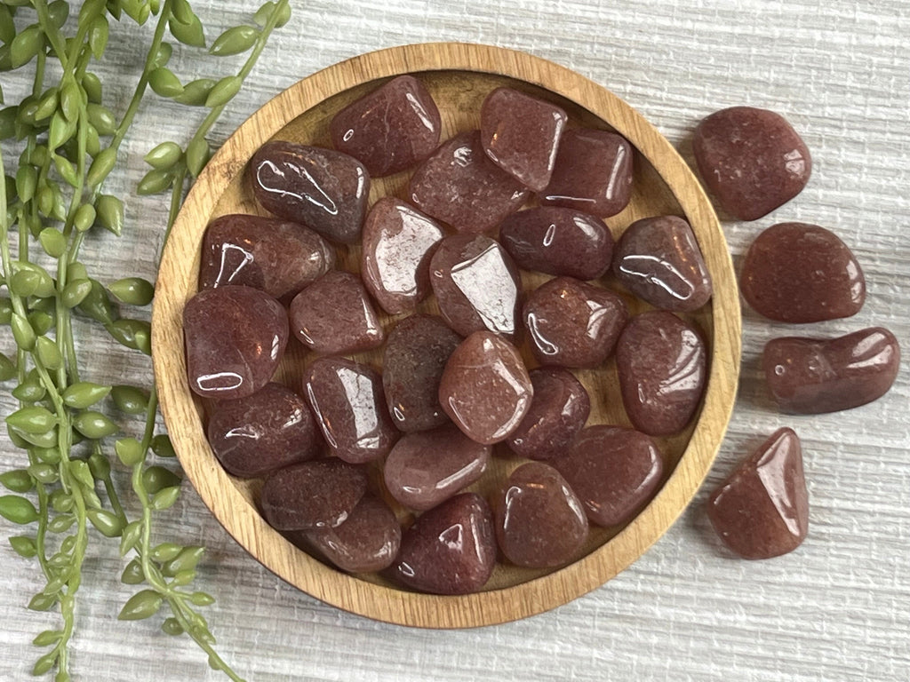 Raspberry Aventurine Tumblestones, Strawberry Red Aventurine, Consciously Sourced UK Crystals