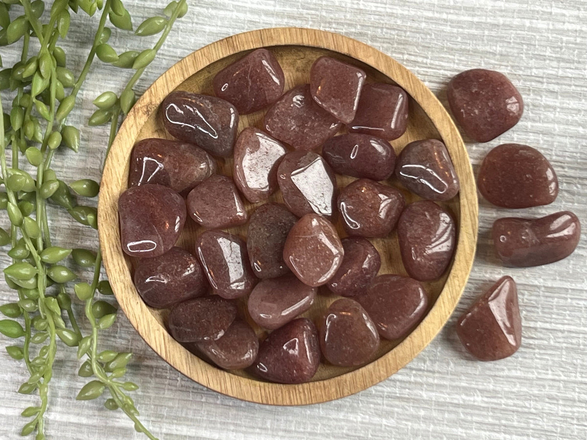 Raspberry Aventurine Tumblestones, Strawberry Red Aventurine, Consciously Sourced UK Crystals