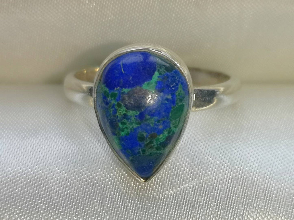 Azurite and Malachite Rings, Sterling Silver sizes P Q and S, Consciously Sourced Healing Crystals, Christmas Gift