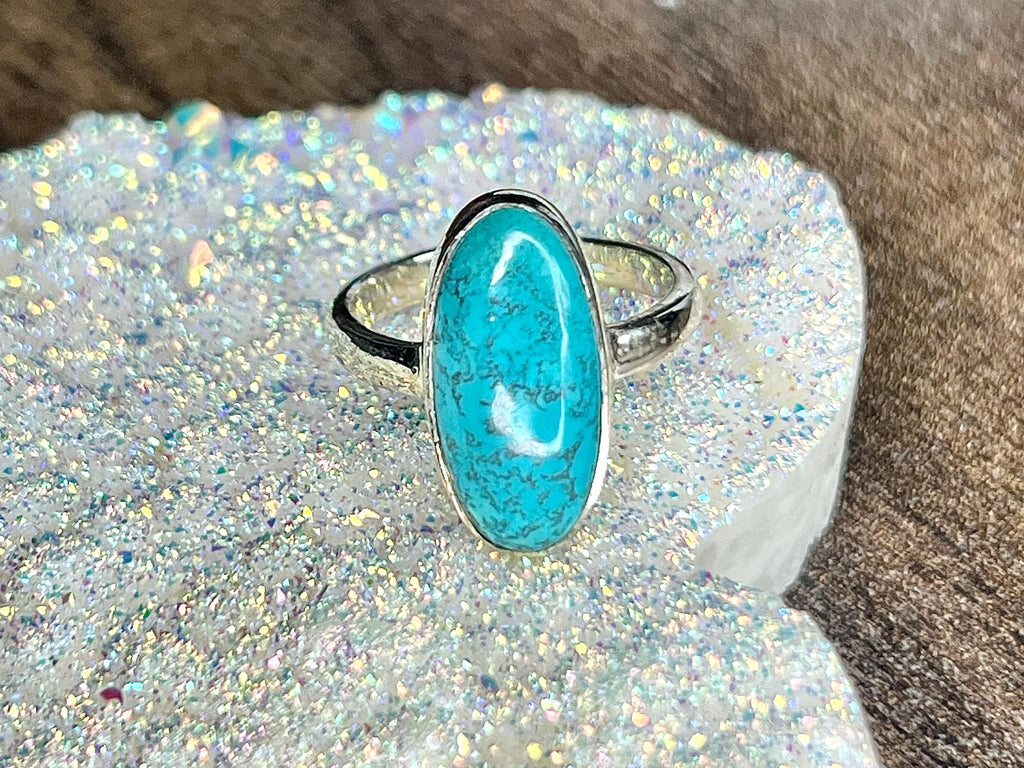 Chrysocolla Crystal Ring, 925 Sterling Silver, UK size M, Gemstone Jewellery, Crystal gift for calming, Ethically sourced, metaphysical shop