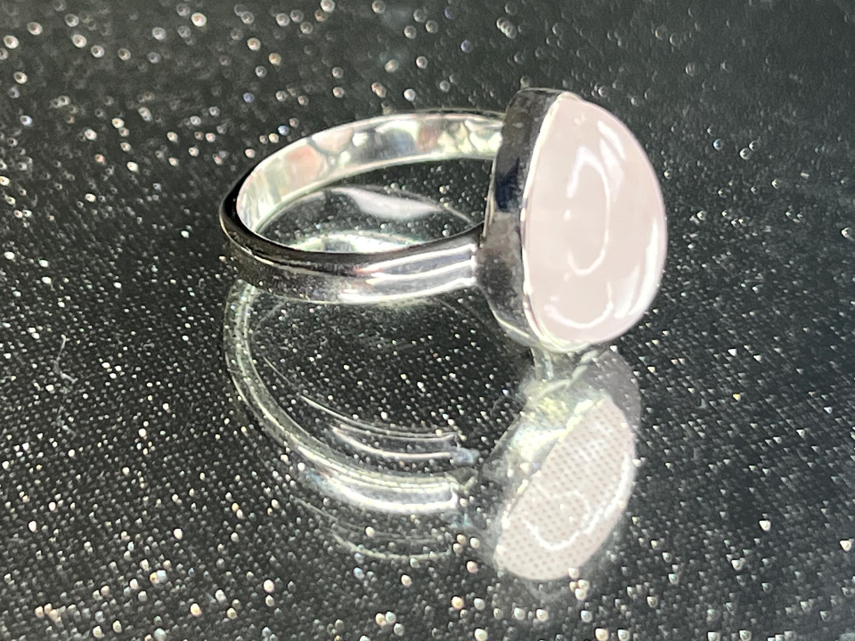 Rose Quartz Crystal Ring Size O, 925 Sterling Silver, Crystal Jewellery Gift for her, Pink Gemstone, Stone for Love, UK Ethically sourced