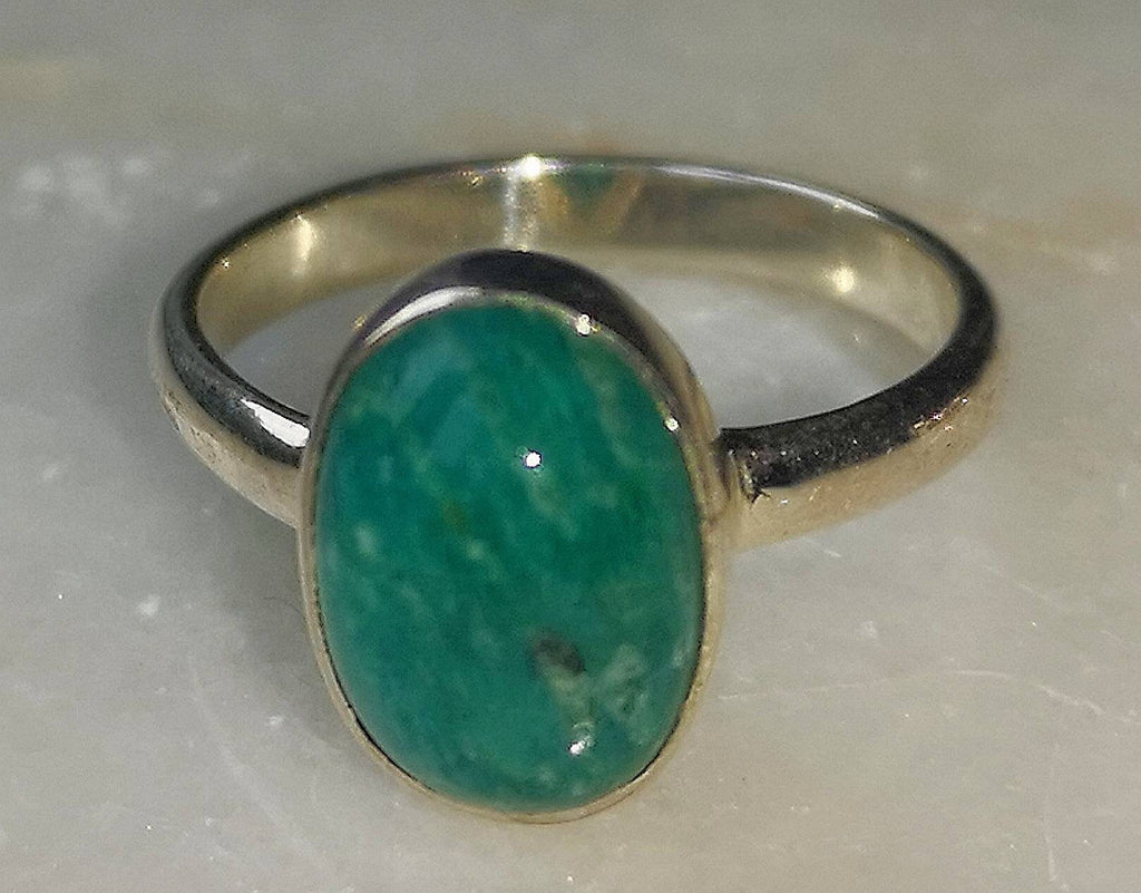 Amazonite Crystal Ring, UK Band Ring Sizes N & Q, 925 Sterling Silver, Heart Chakra, Ethically Sourced Crystals, Birthday Gift for her