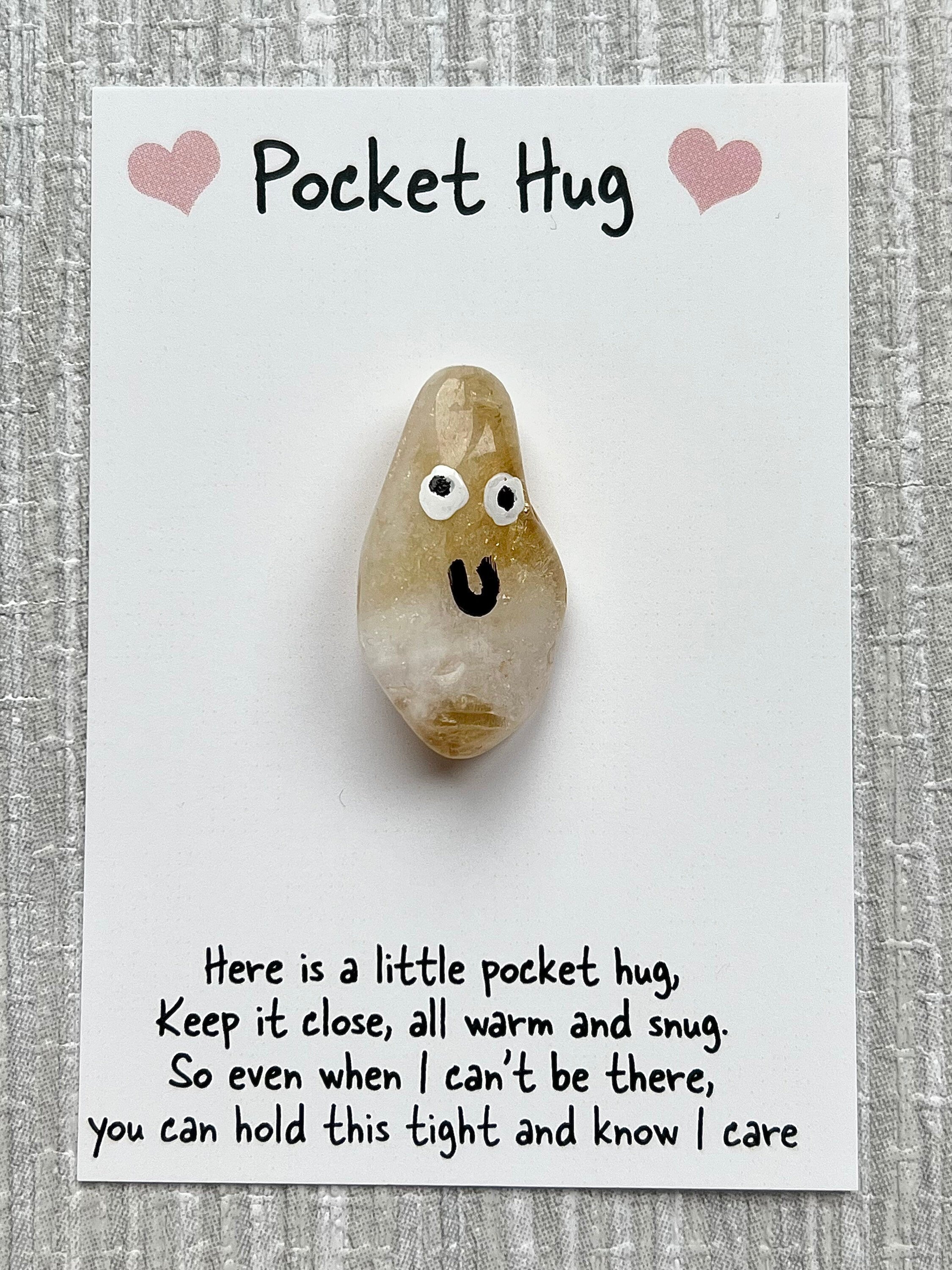 Valentines Day Pocket Hug, Mother’s Day Crystal poem, gift and card, Crystal letterbox gift, Choose Crystal type Rose Quartz, Howlite