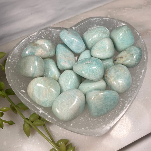 Amazonite Tumblestones, Size Options, Consciously Sourced
