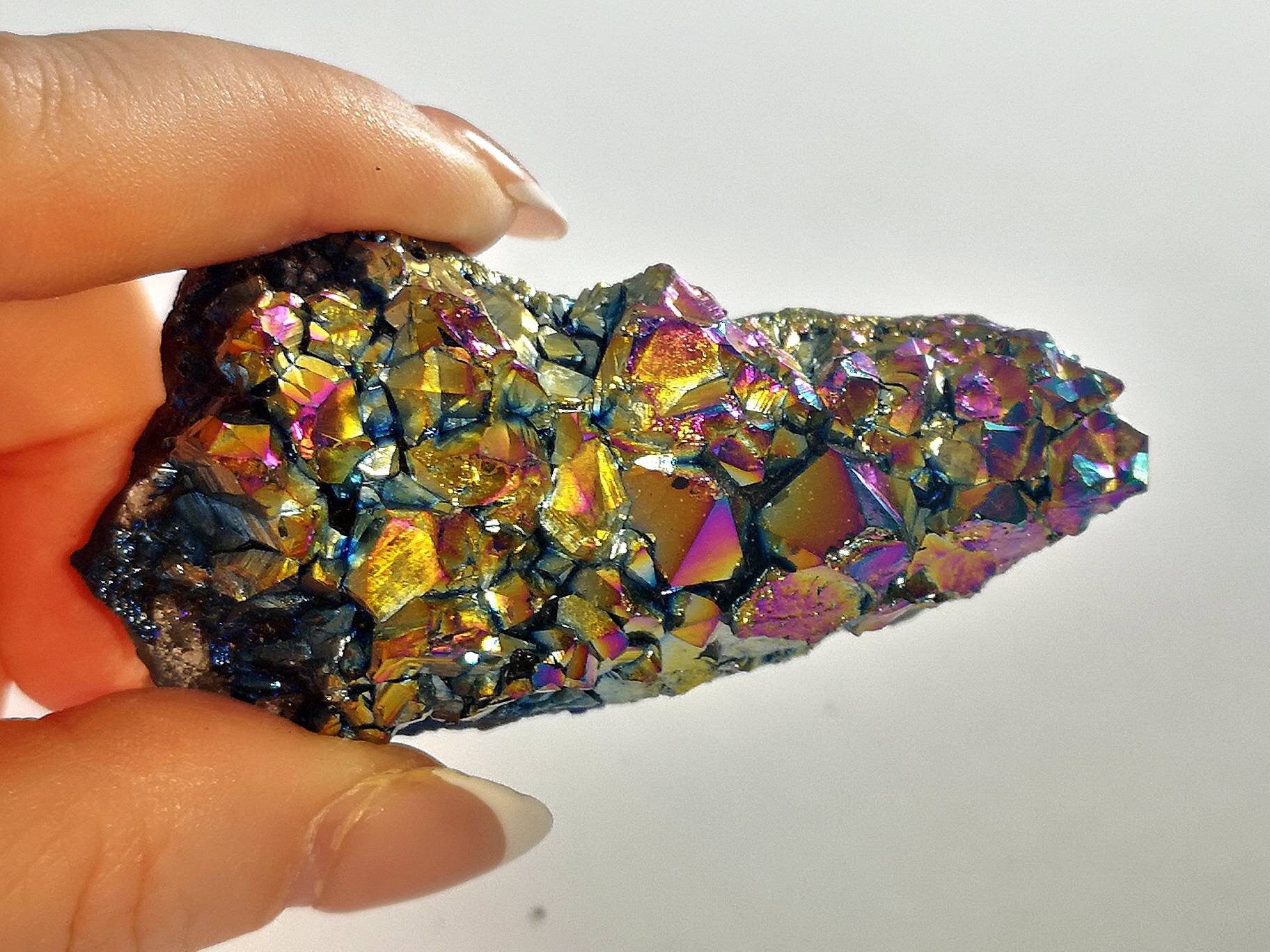 Rainbow Titanium Aura Quartz, Raw UK Crystals, Ethically Sourced Healing Crystals, Crystal Gift, Reiki Stones, Colourful Crystals