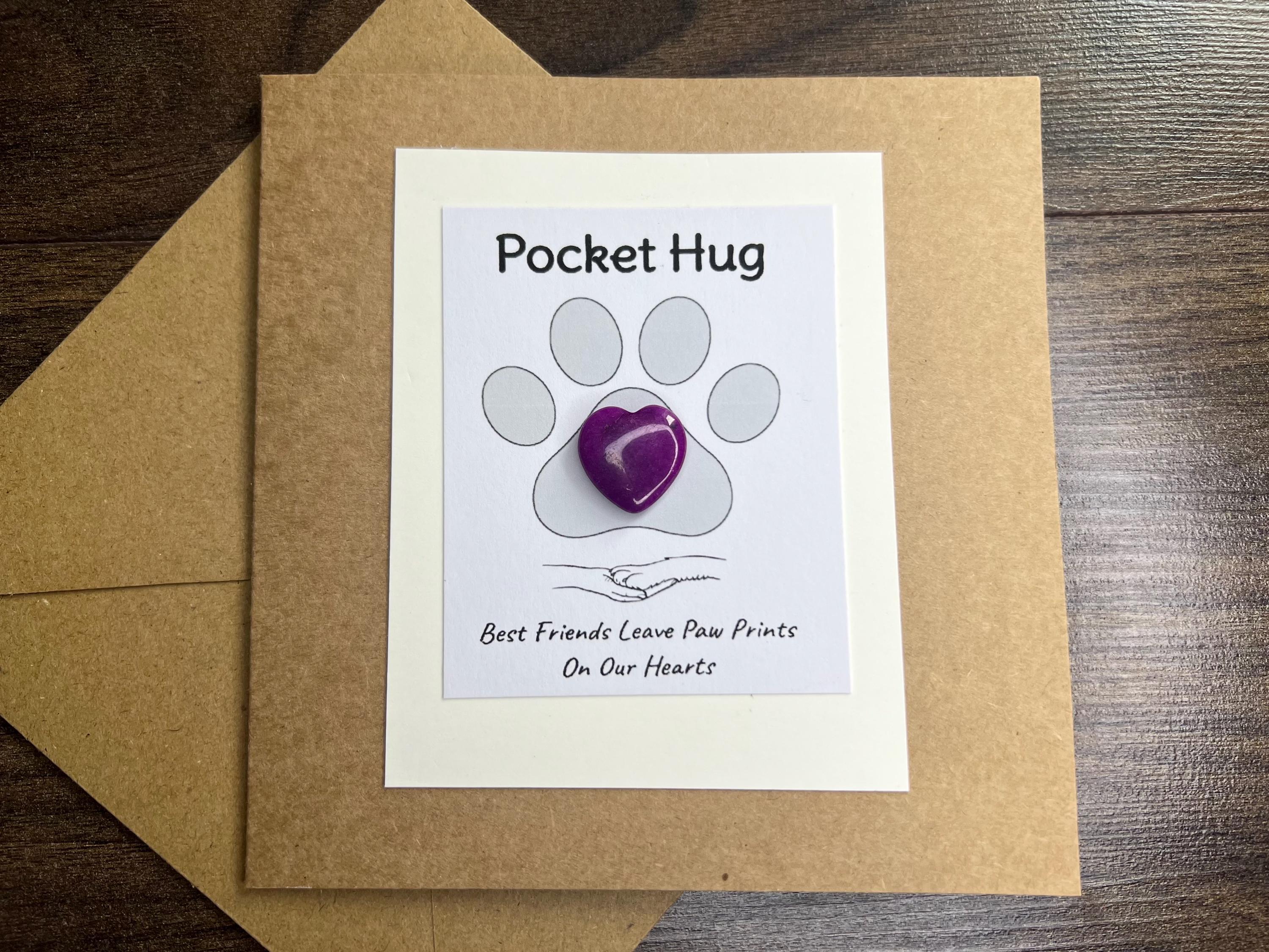 Pet Bereavement Cards, Pocket Hug Crystal Hearts, Recovery Crystals, Gift for Dog Loss, Cat sympathy card, Rainbow Bridge, Best Friend