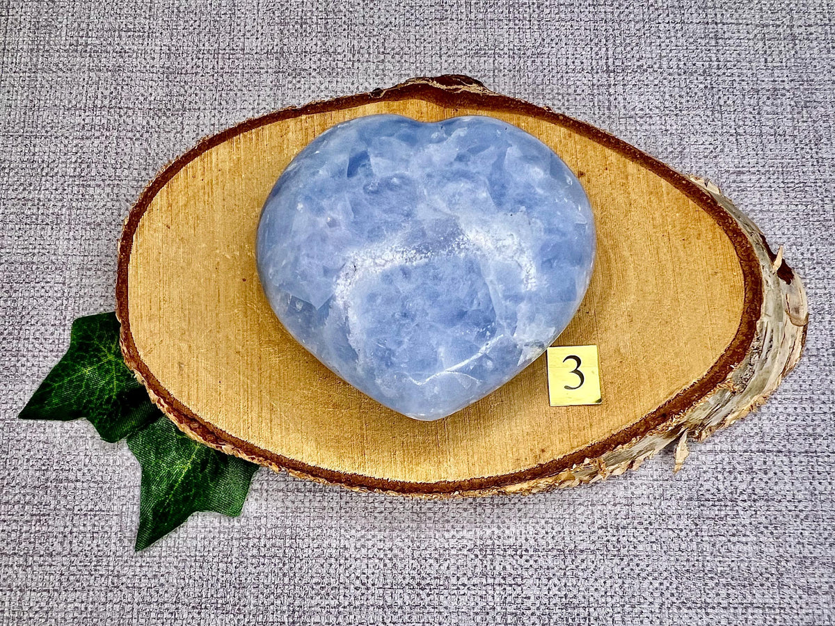 Blue Calcite Crystal Hearts, Reiki stone for peace, Birthday gift for her, Valentines present, Mothers Day gift for Mum, Grandma, Daughter