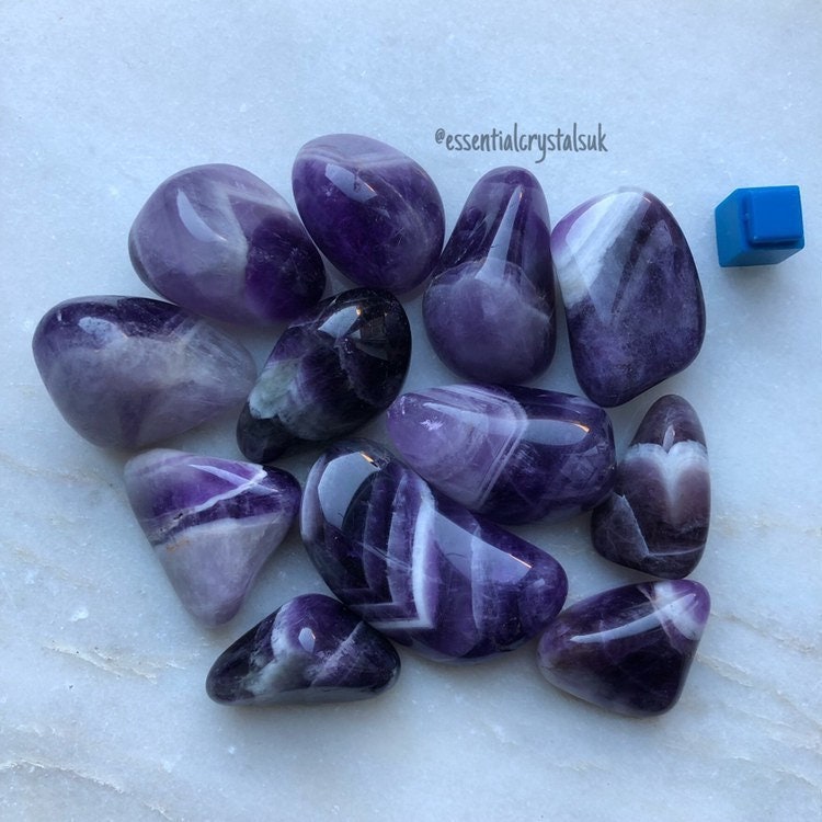 Dream Amethyst Tumblestones, Chevron Amethyst Crystal, High Quality UK Crystals, Ethically Sourced Stones, Purple Crystal, Witchy Gifts