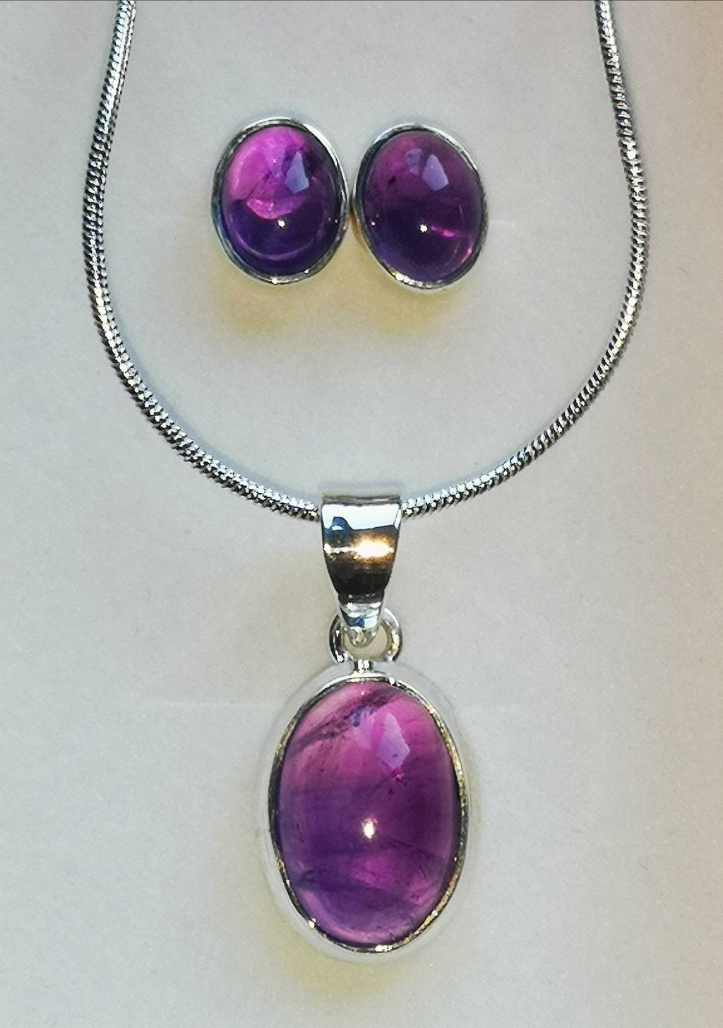 Amethyst Necklace and Earrings Jewellery Set, Ethically Sourced UK Healing Crystals, Mother's Day Gift | Set 2