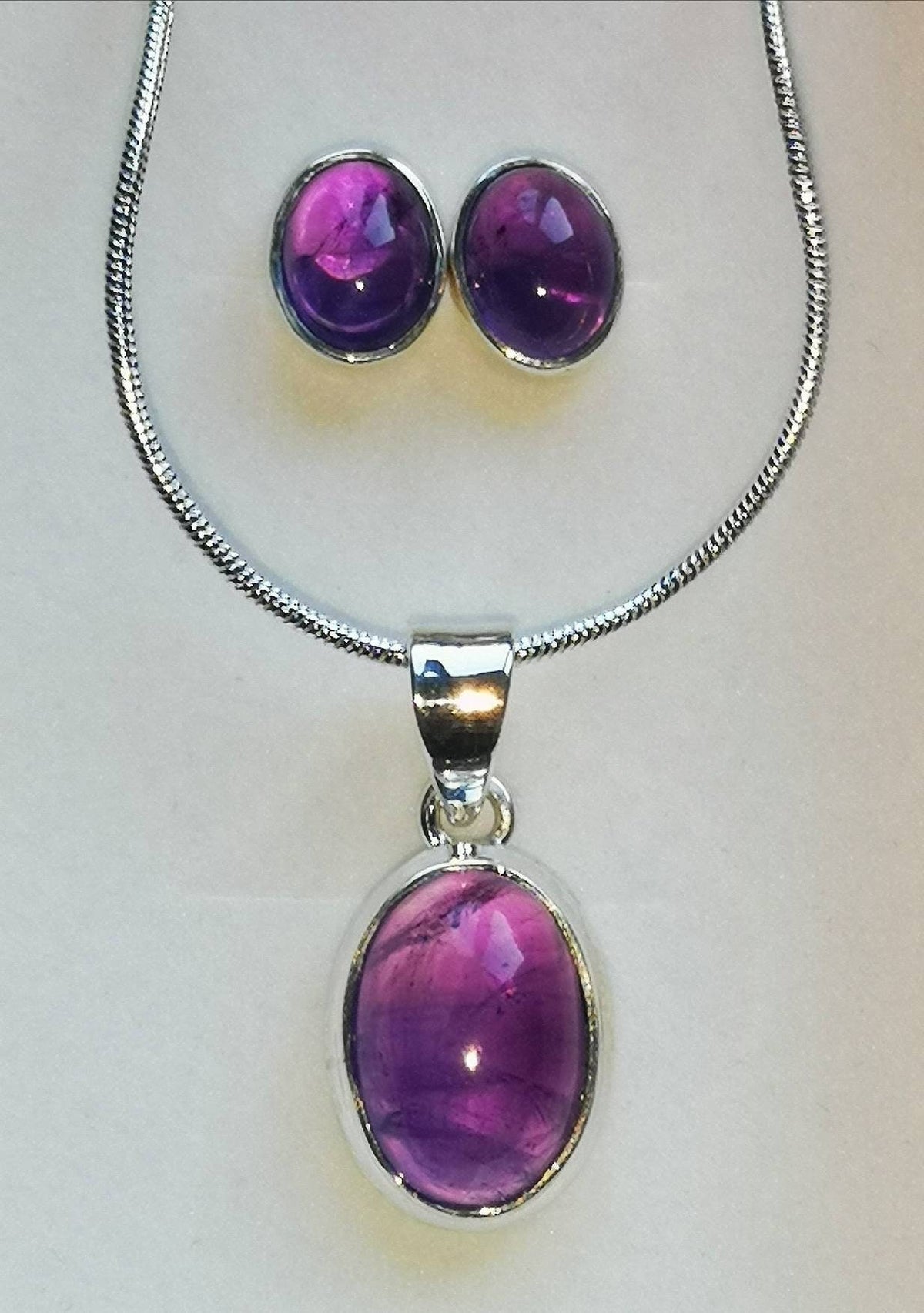 Amethyst Necklace and Earrings Jewellery Set, Ethically Sourced UK Healing Crystals, Mother's Day Gift | Set 2