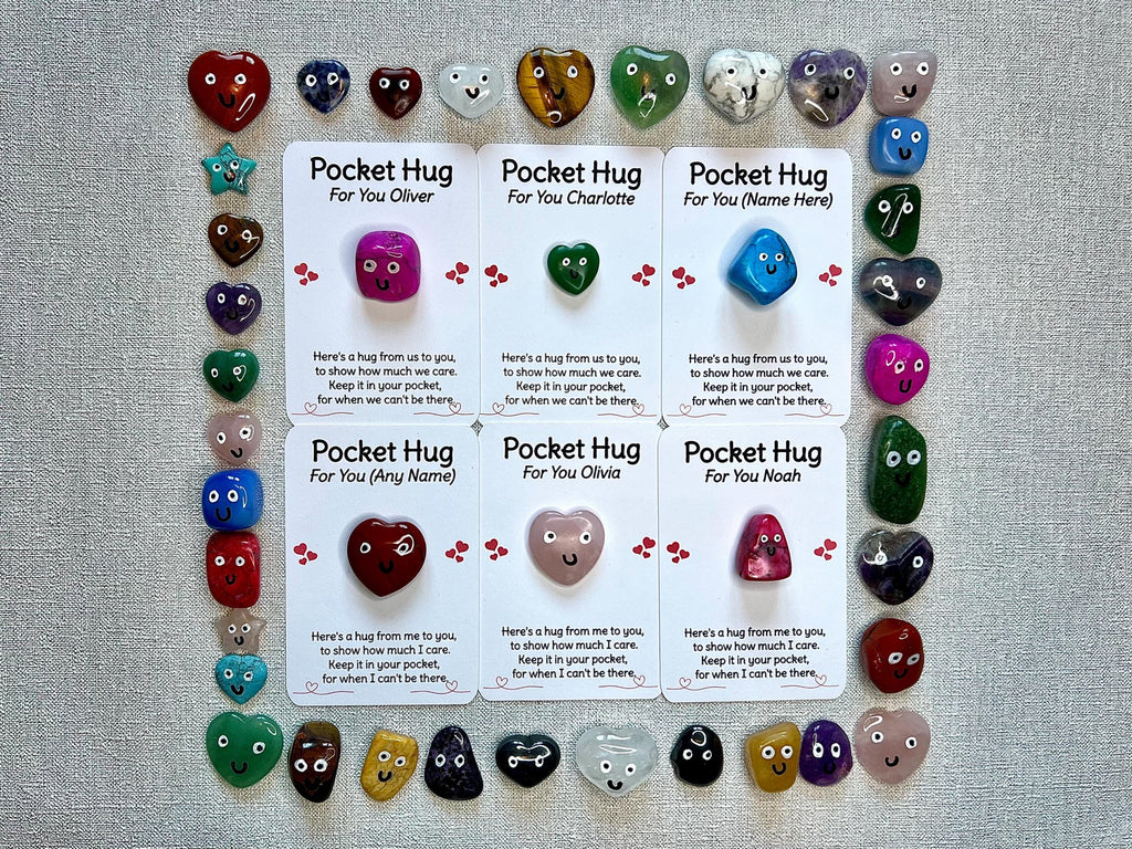 Personalised Pocket Hug Crystal Heart, Add Any Name, Gift card for loved one, Crystal letterbox gift for family, Thinking of you present