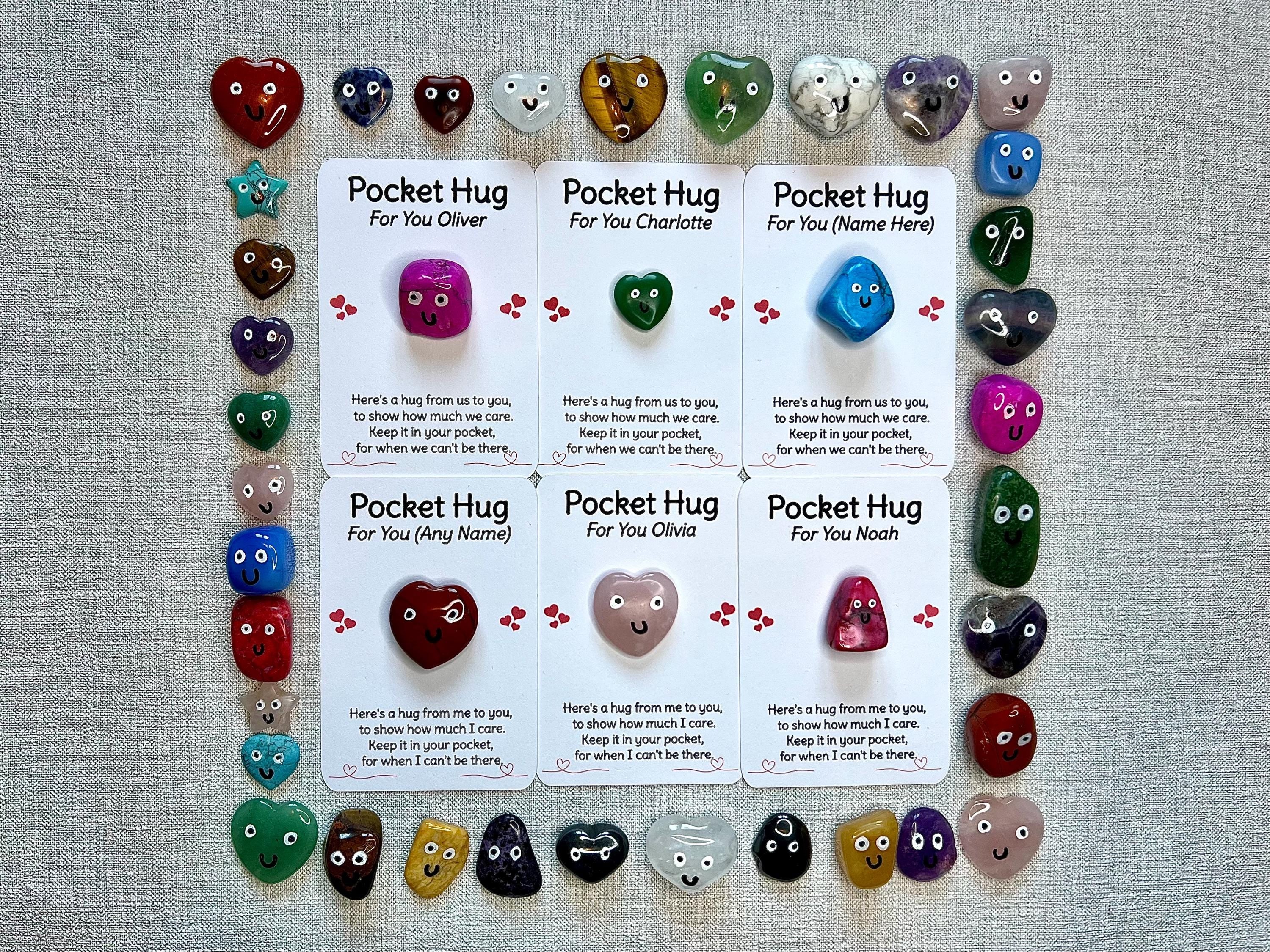 Personalised Pocket Hug Crystal Heart, Add Any Name, Gift card for loved one, Crystal letterbox gift for family, Thinking of you present