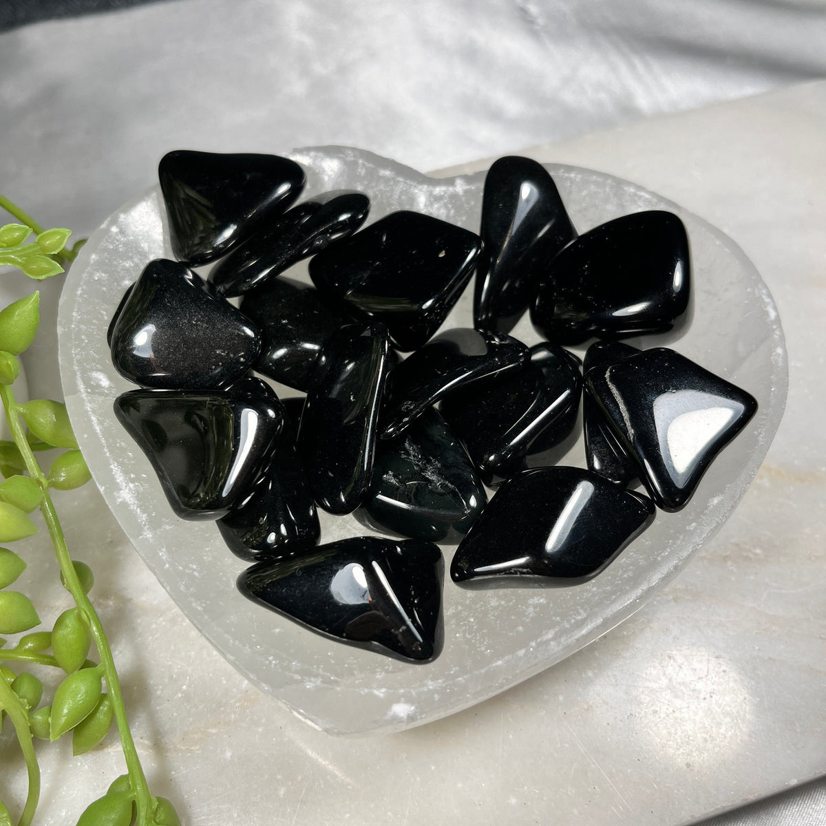 Black Tourmaline Tumblestones, Flat Pocket Stones, Black Worry Stones, Consciously Sourced UK Crystals Crystal for calmness and protection