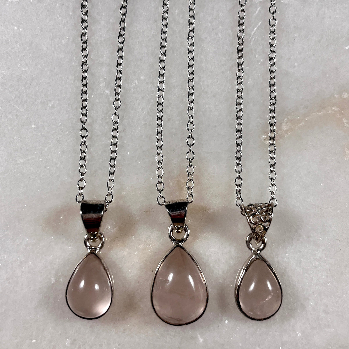 Rose Quartz Crystal Necklaces, Elegant Crystal Pendants, Consciously Sourced Crystal and Sterling Silver Jewellery, Crystal Gift