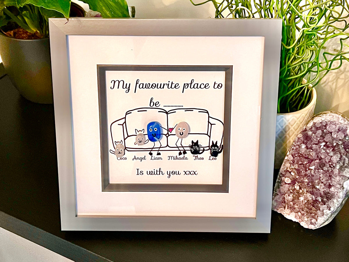 Personalised crystal family art, framed crystal picture for Mum, handmade wedding gift, crystal present for best friend, new home, new baby