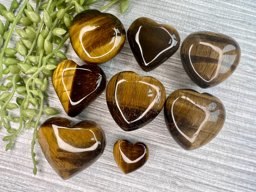 Gold Tigers Eye Puffy Heart Crystal, Ethically Sourced UK Crystals, Crystal Gift For Friend, Self Confidence and Courage Stone, Root Chakra